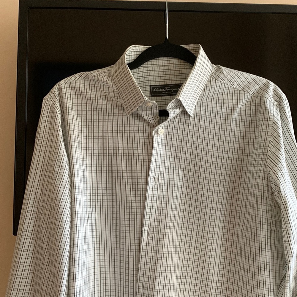 MENS SALVATORE FERRAGAMO SIZE LARGE ALL COTTON DRESS SHIRT